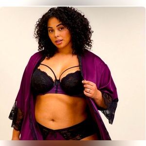 Satin And Lace Retro Underwire Bra